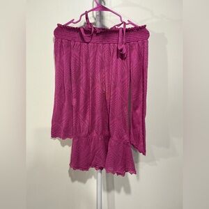 Chic Fuchsia Off-Shoulder Blouse